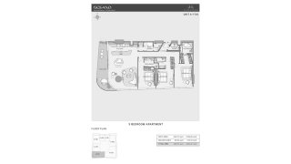 Планировка квартиры 3 спальни в ЖК OCEANO № 11009