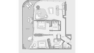 Планировка квартиры 2 спальни в ЖК OCEANO № 11012