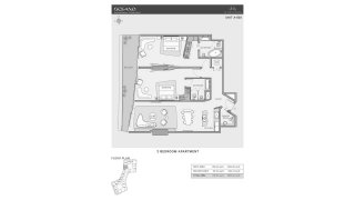 Apartment floor plan, 2 bedrooms in OCEANO No. 11008